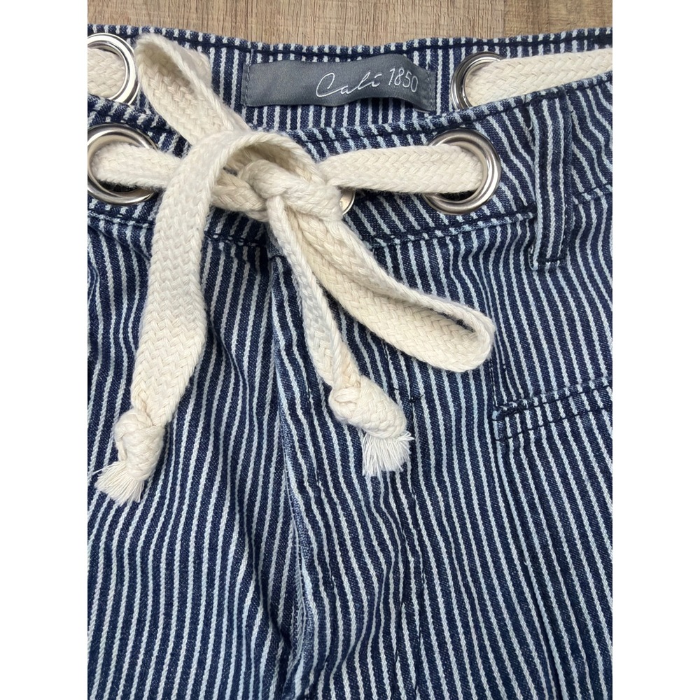 Cali 1850 Hickory Stripe Barrel Pants Blue White Utility Trousers 7/28 NWOT - Picture 2 of 7